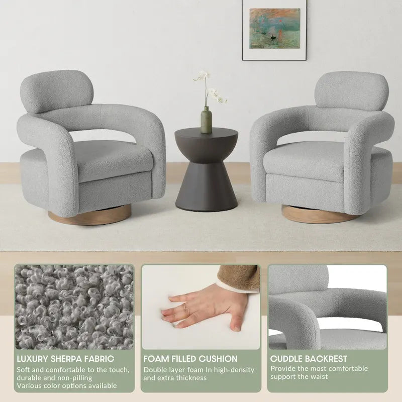 Chaise pivotante Bayville 29 en sherpa de 29 pouces de large (ensemble de 2)