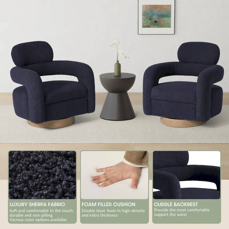 Chaise pivotante Bayville 29 en sherpa de 29 pouces de large (ensemble de 2)