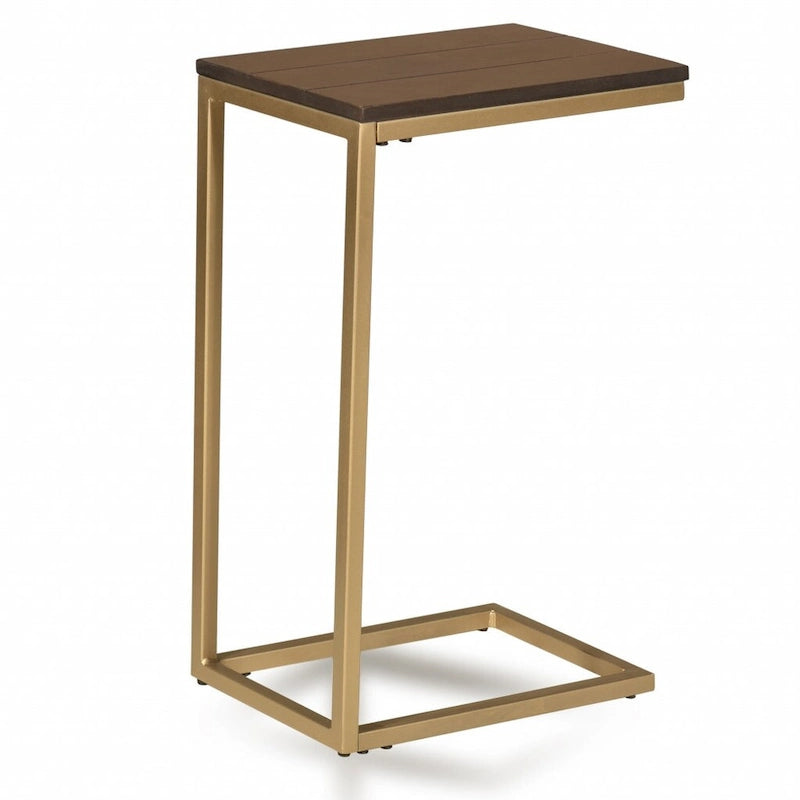 Table d'appoint HomeRoots 25 en bois massif brun foncé et structure en acier