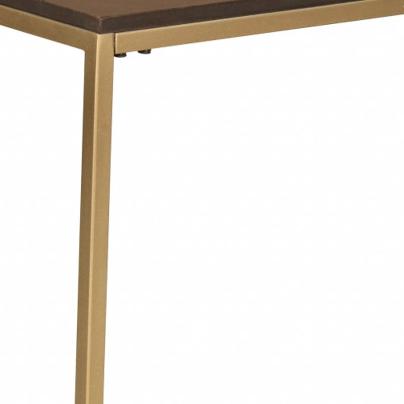 Table d'appoint HomeRoots 25 en bois massif brun foncé et structure en acier