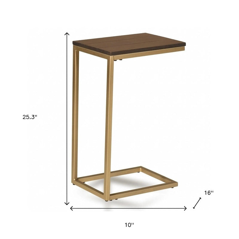 Table d'appoint HomeRoots 25 en bois massif brun foncé et structure en acier