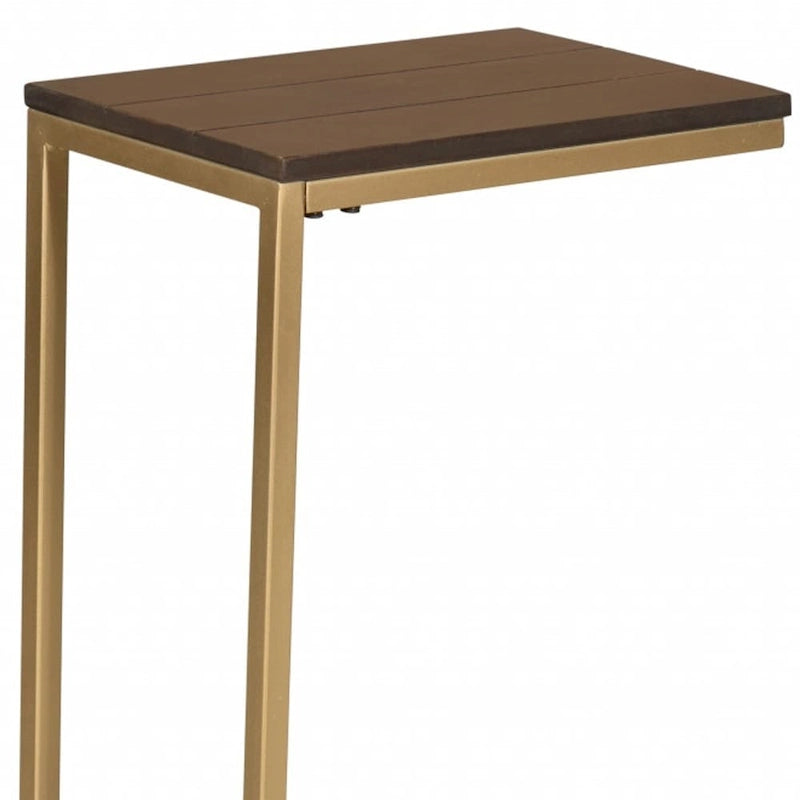 Table d'appoint HomeRoots 25 en bois massif brun foncé et structure en acier
