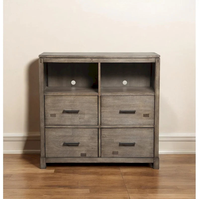 HomeRoots 42 Brown Solid Wood Open Shelving TV Stand - 40 x 41.5 x 18