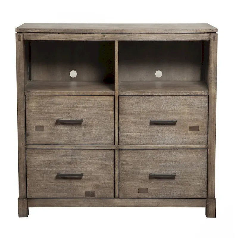 Meuble TV HomeRoots 42 en bois massif marron avec étagères ouvertes - 40 x 41,5 x 18