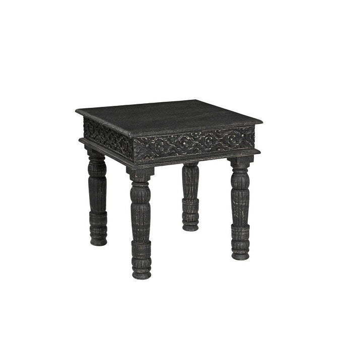 Table d'appoint HomeRoots 24 en bois massif noir vieilli - 24