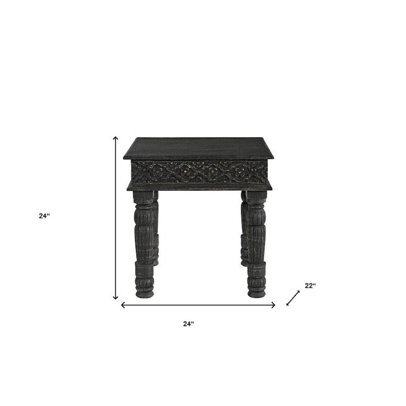 Table d'appoint HomeRoots 24 en bois massif noir vieilli - 24