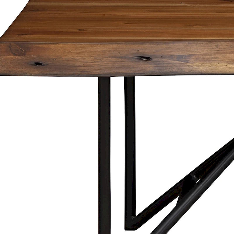 Banc de salle à manger HomeRoots 55 en bois massif marron et noir - 55