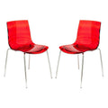 Chaise de salle à manger Astor en acrylique avec pieds chromés (lot de 2) - Chaise d'appoint moderne