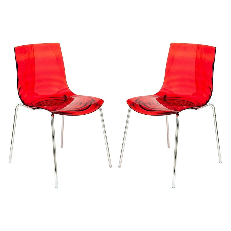 Chaise de salle à manger Astor en acrylique avec pieds chromés (lot de 2) - Chaise d'appoint moderne