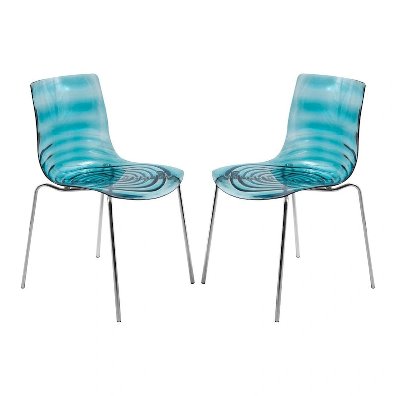 Chaise de salle à manger Astor en acrylique avec pieds chromés (lot de 2) - Chaise d'appoint moderne