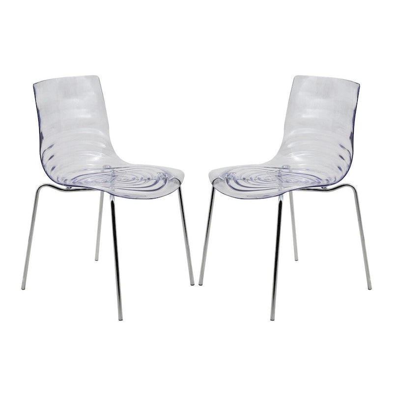 Chaise de salle à manger Astor en acrylique avec pieds chromés (lot de 2) - Chaise d'appoint moderne