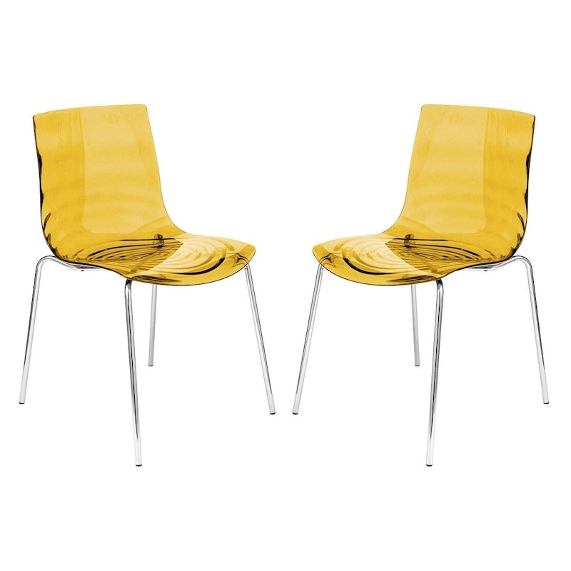 Chaise de salle à manger Astor en acrylique avec pieds chromés (lot de 2) - Chaise d'appoint moderne