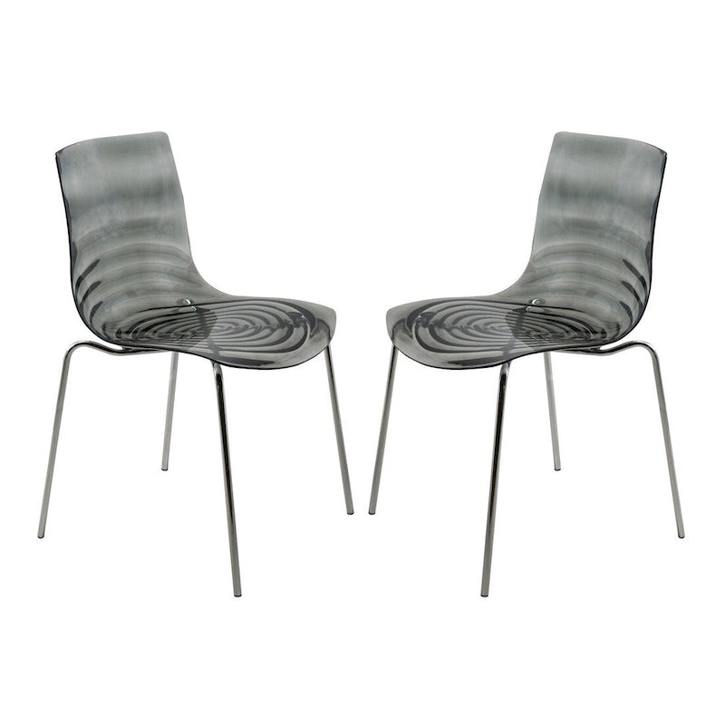 Chaise de salle à manger Astor en acrylique avec pieds chromés (lot de 2) - Chaise d'appoint moderne