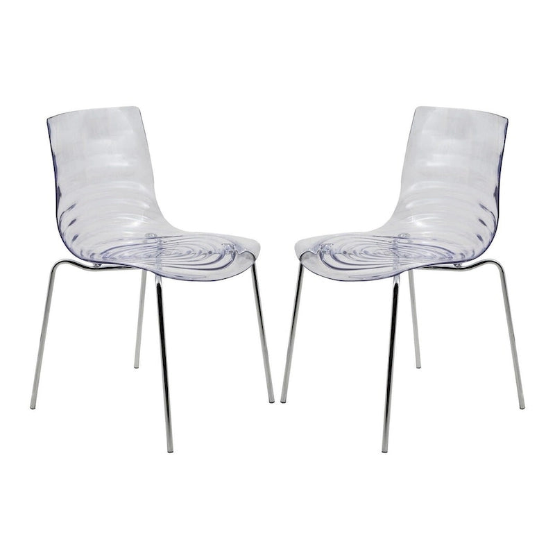 Chaise de salle à manger Astor en acrylique avec pieds chromés (lot de 2) - Chaise d'appoint moderne