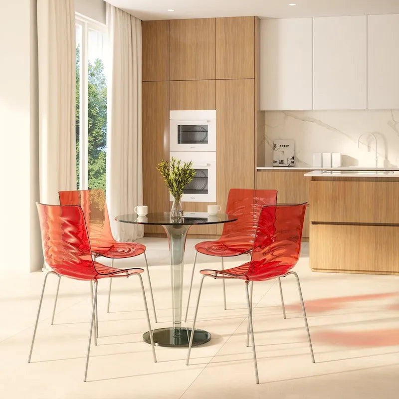 Chaise de salle à manger Astor en acrylique avec pieds chromés (lot de 2) - Chaise d'appoint moderne