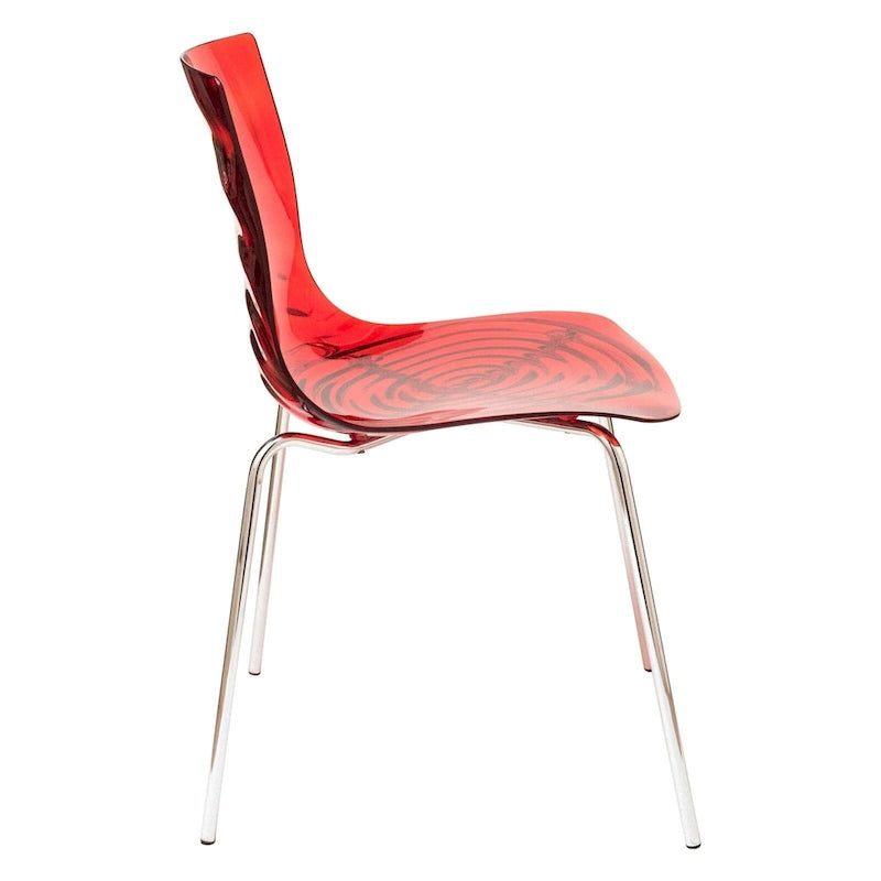 Chaise de salle à manger Astor en acrylique avec pieds chromés (lot de 2) - Chaise d'appoint moderne