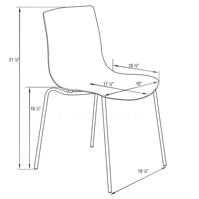 Chaise de salle à manger Astor en acrylique avec pieds chromés (lot de 2) - Chaise d'appoint moderne
