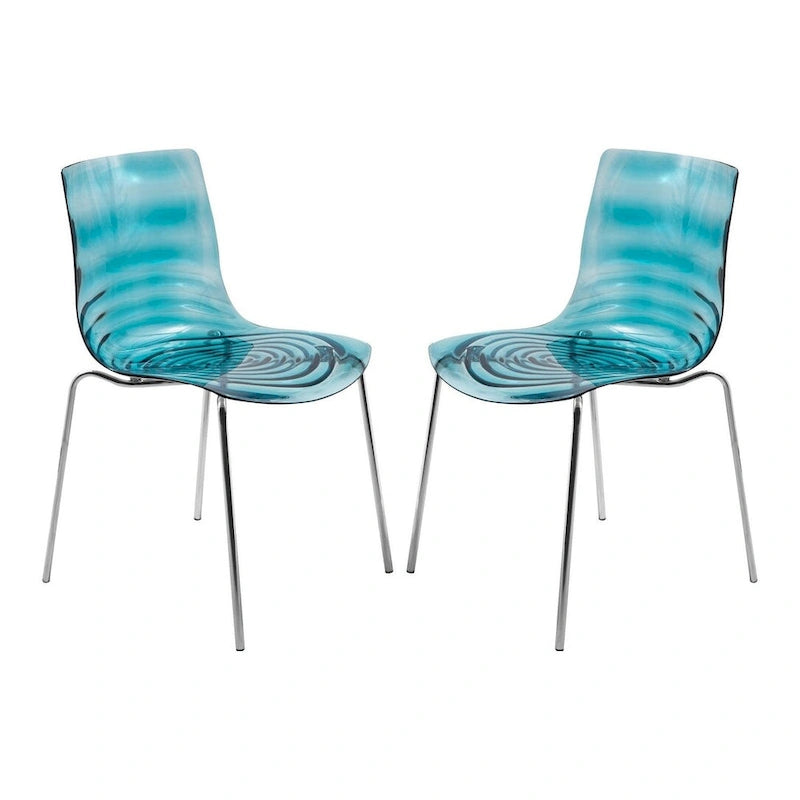 Chaise de salle à manger Astor en acrylique avec pieds chromés (lot de 2) - Chaise d'appoint moderne