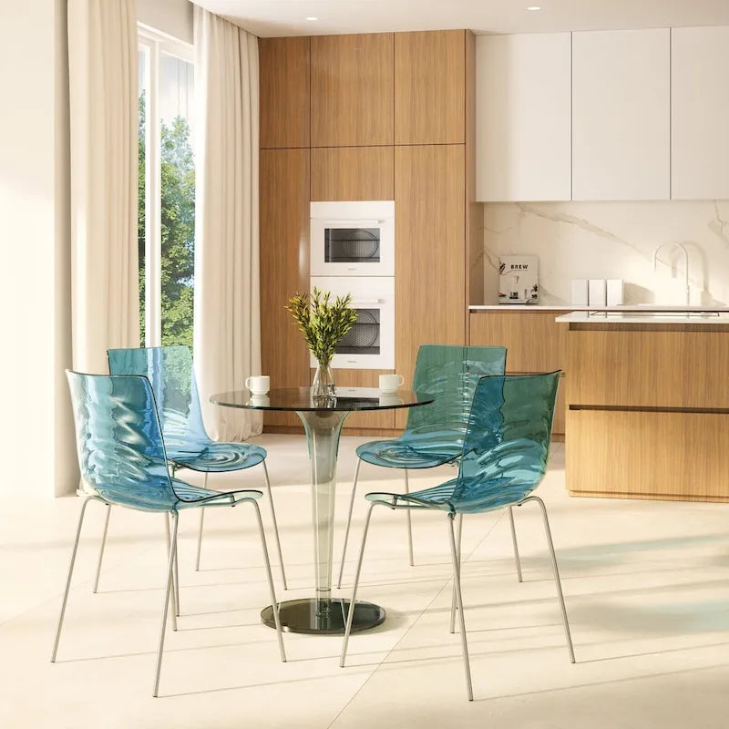 Chaise de salle à manger Astor en acrylique avec pieds chromés (lot de 2) - Chaise d'appoint moderne