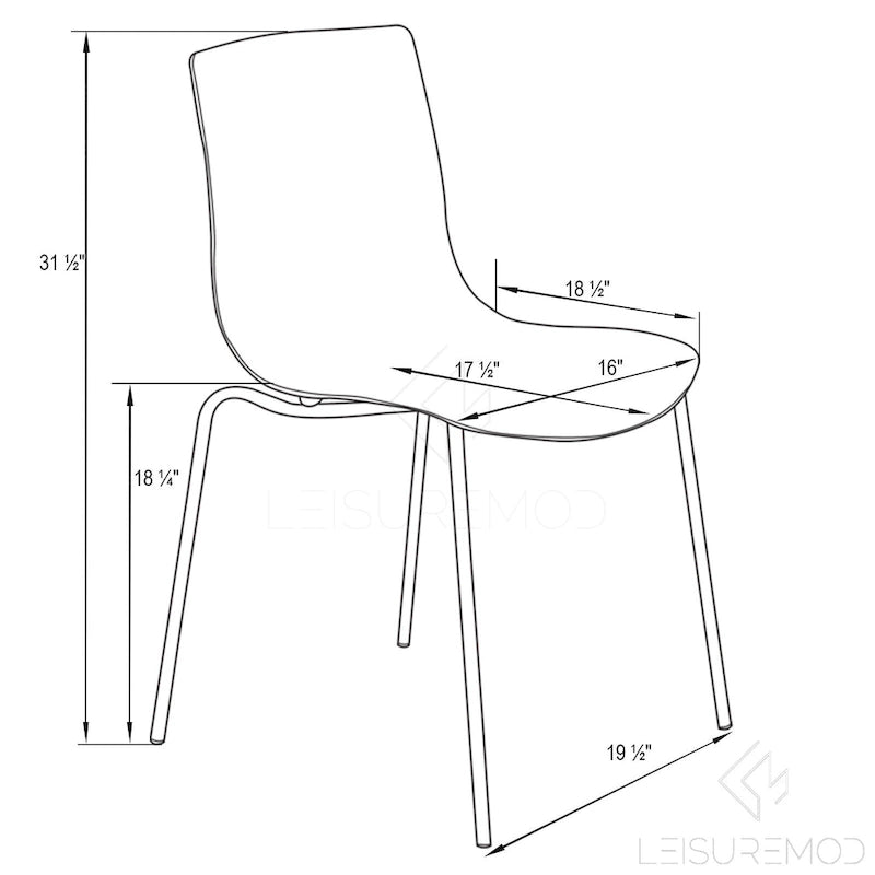 Chaise de salle à manger Astor en acrylique avec pieds chromés (lot de 2) - Chaise d'appoint moderne