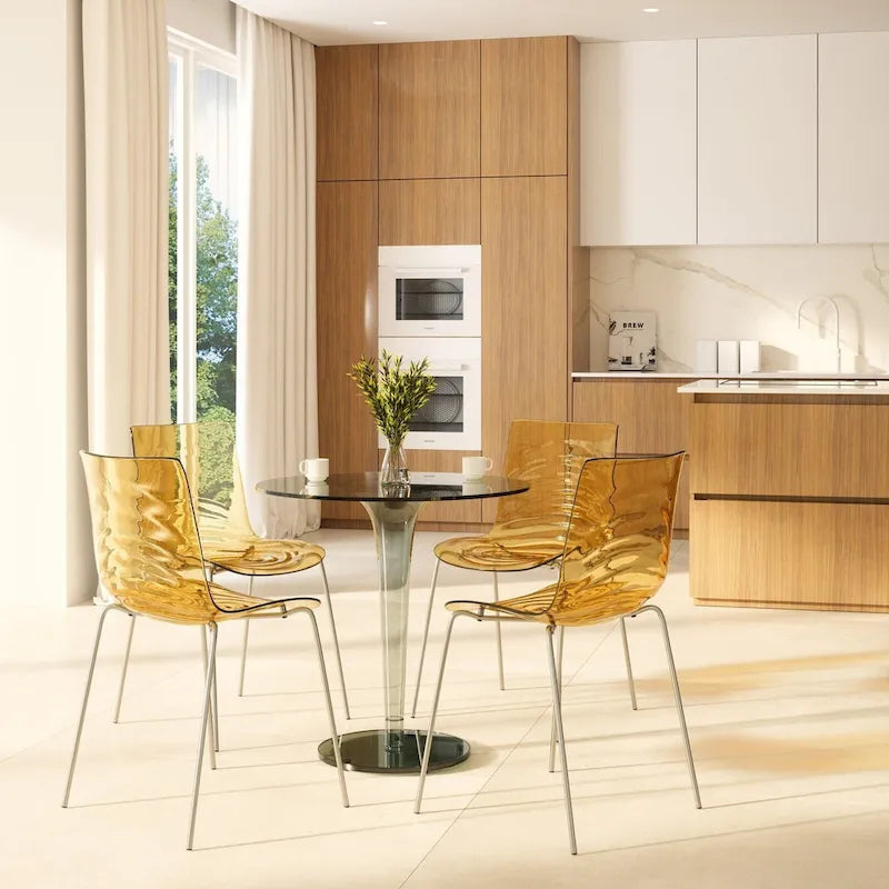 Chaise de salle à manger Astor en acrylique avec pieds chromés (lot de 2) - Chaise d'appoint moderne
