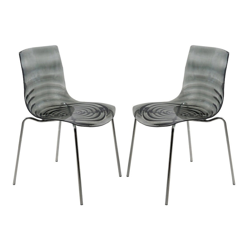 Chaise de salle à manger Astor en acrylique avec pieds chromés (lot de 2) - Chaise d'appoint moderne