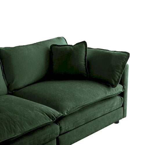 Canapé-lit d'angle modulaire 4 pièces en chenille avec pouf