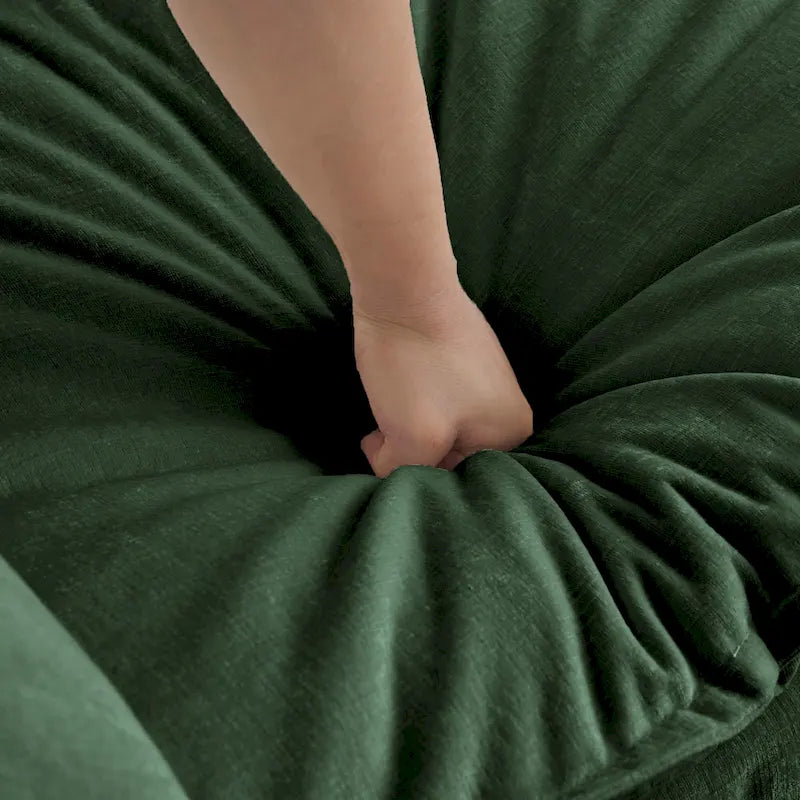 Canapé-lit d'angle modulaire 4 pièces en chenille avec pouf