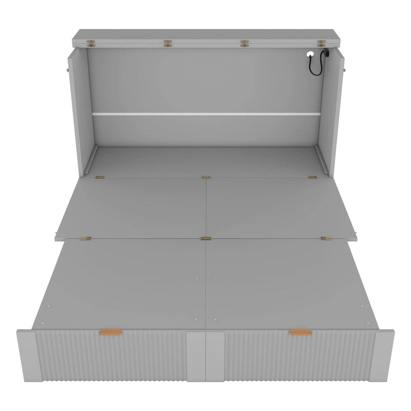 Lit escamotable pleine grandeur avec tiroir et ensemble de prises et ports USB