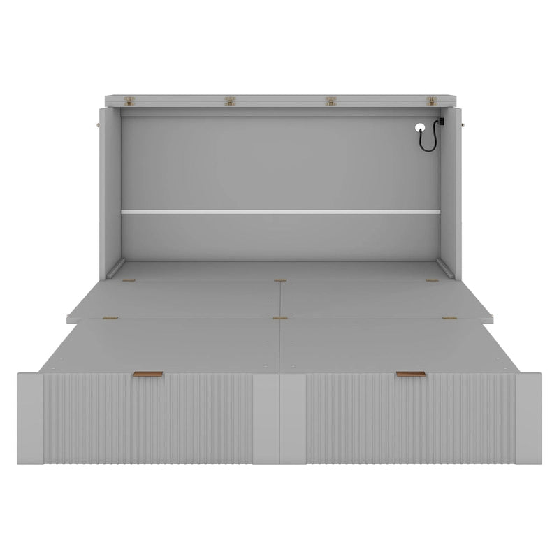 Lit escamotable pleine grandeur avec tiroir et ensemble de prises et ports USB