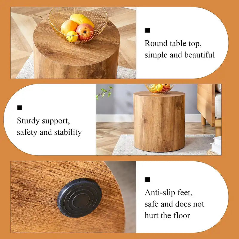 GDFStudio - Ensemble de tables basses cylindriques multi-tailles Jackson avec finition grain de bois