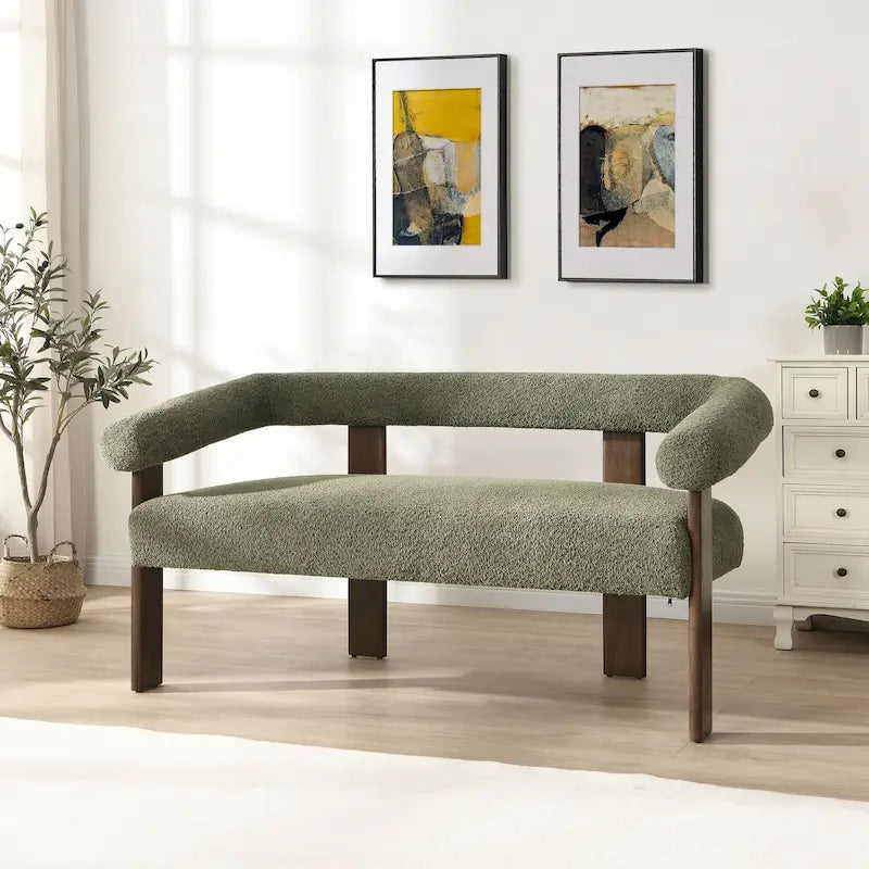 Canapé deux places Loft Round avec accoudoirs en bois d'hévéa par Christopher Knight Home