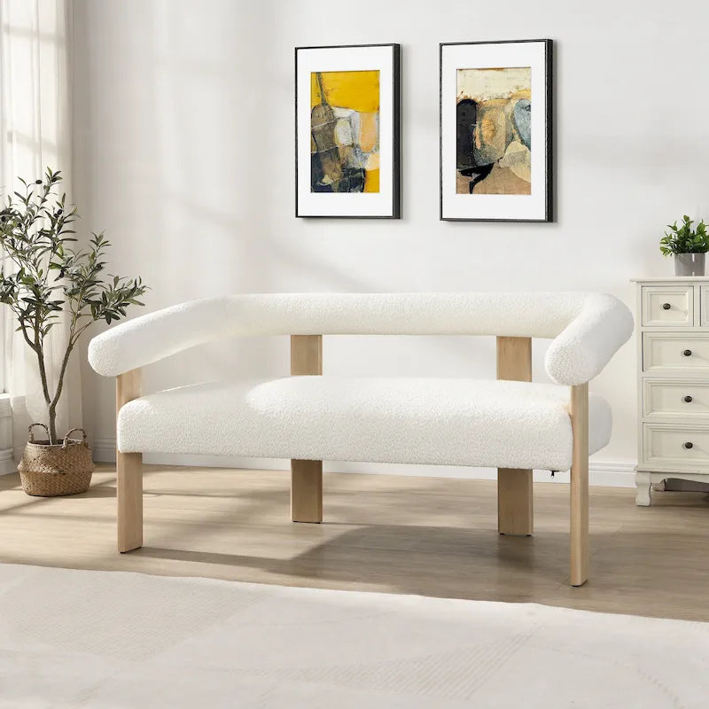 Canapé deux places Loft Round avec accoudoirs en bois d'hévéa par Christopher Knight Home