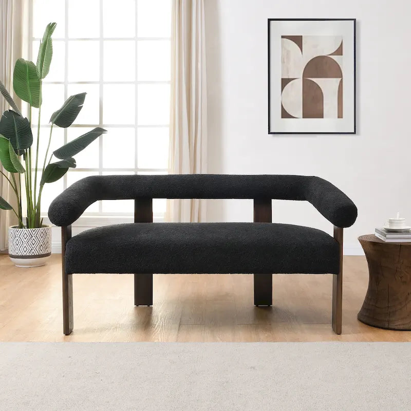 Canapé deux places Loft Round avec accoudoirs en bois d'hévéa par Christopher Knight Home