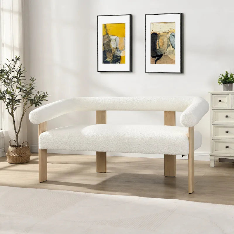 Canapé deux places Loft Round avec accoudoirs en bois d'hévéa par Christopher Knight Home