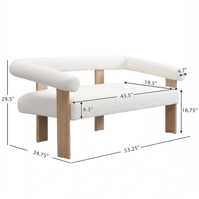 Canapé deux places Loft Round avec accoudoirs en bois d'hévéa par Christopher Knight Home