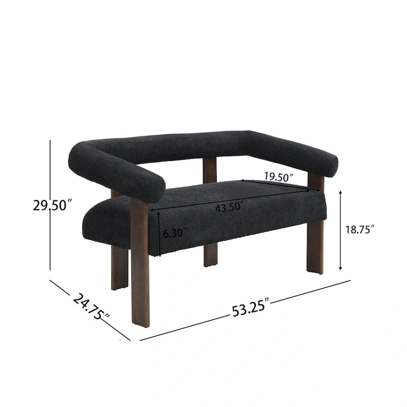 Canapé deux places Loft Round avec accoudoirs en bois d'hévéa par Christopher Knight Home