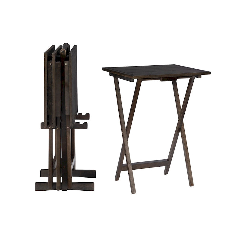 Ensemble de 4 plateaux pliants avec support - 26,5 - Gris