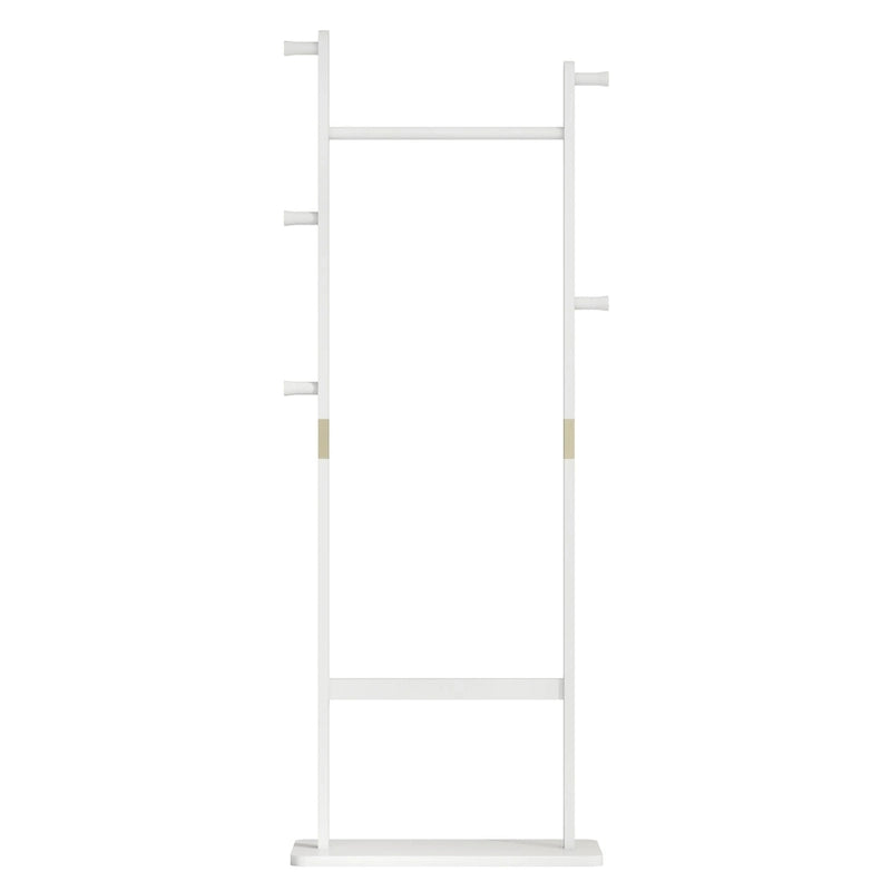 Porte-manteau moderne en bois massif avec cintre sur pied, 5 barres de suspension, facile à assembler, pour entrée et couloir.