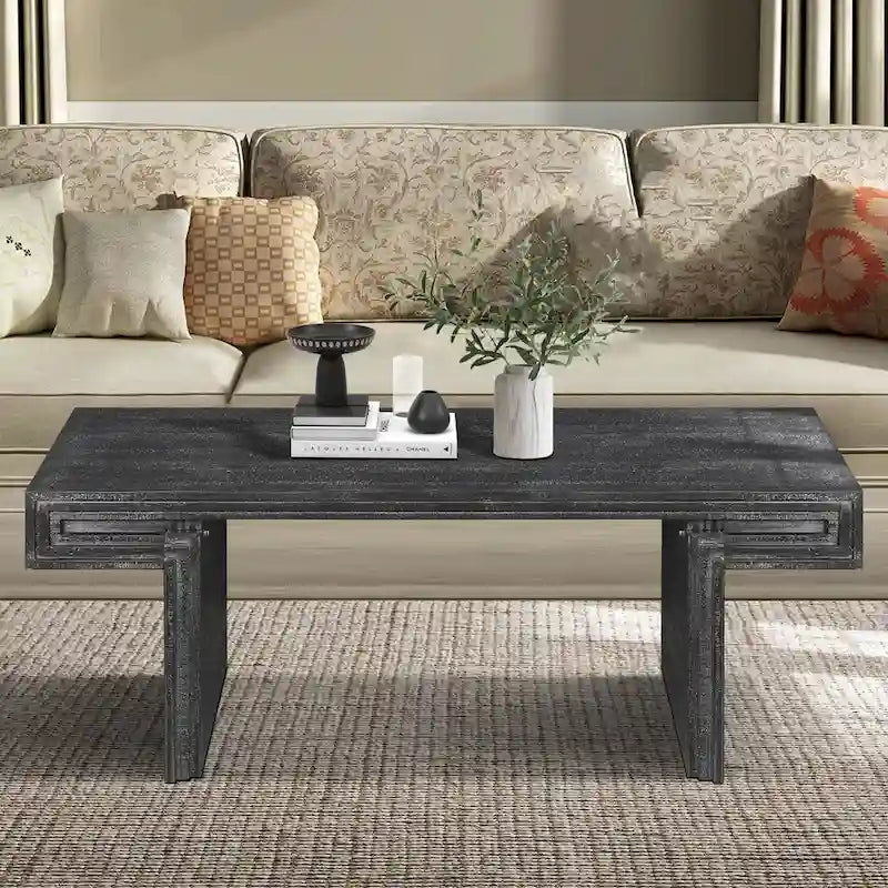 Table basse industrielle vintage haut de gamme à double niveau pour espaces de vie et de bureau