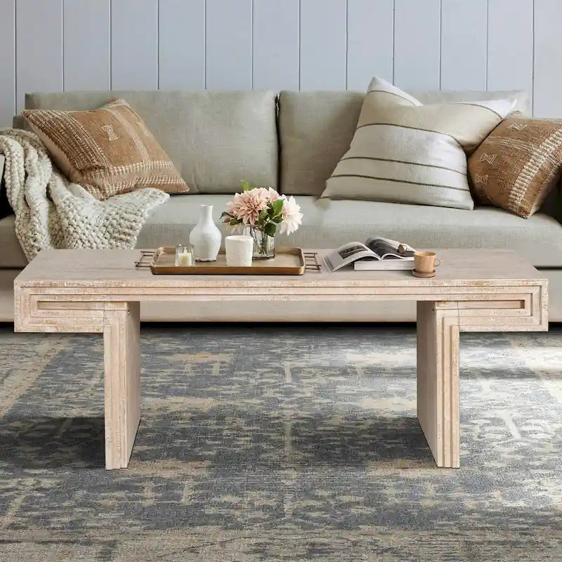 Table basse industrielle vintage haut de gamme à double niveau pour espaces de vie et de bureau