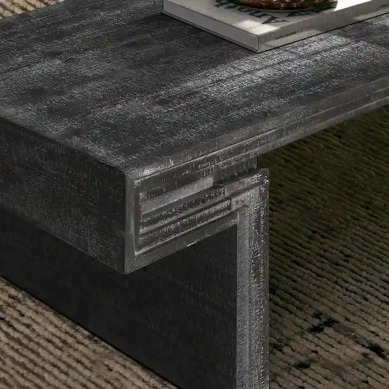 Table basse industrielle vintage haut de gamme à double niveau pour espaces de vie et de bureau