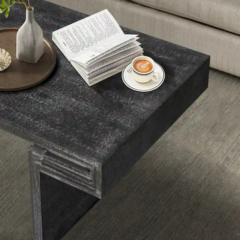 Table basse industrielle vintage haut de gamme à double niveau pour espaces de vie et de bureau