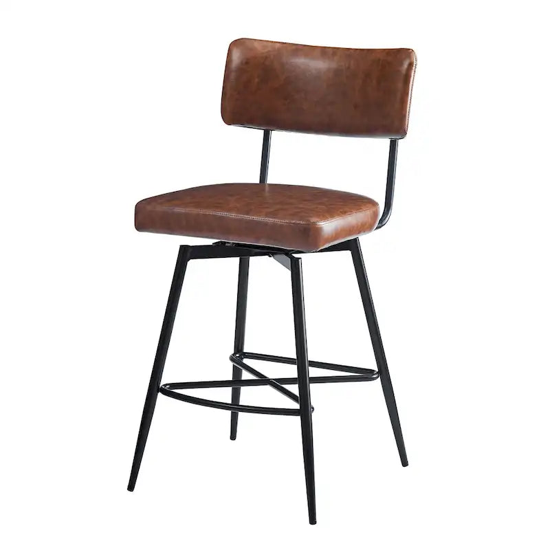 Tabourets de bar pivotants rétro Roomfitters 26, lot de 2, en similicuir avec assise rembourrée et structure en fer.