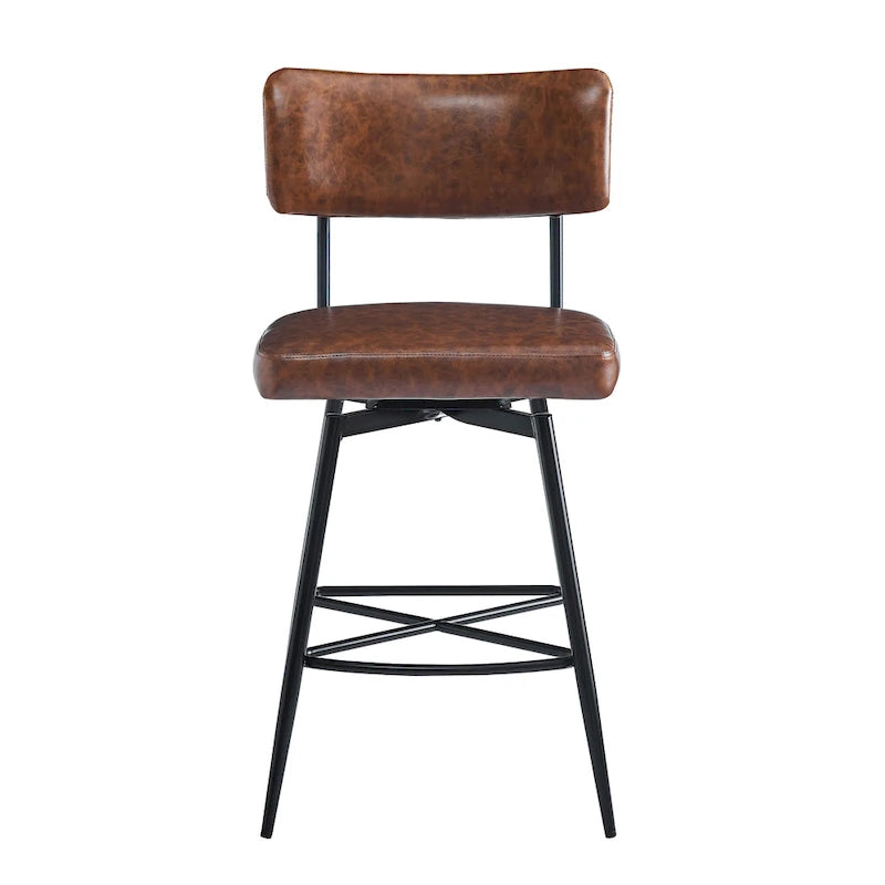 Tabourets de bar pivotants rétro Roomfitters 26, lot de 2, en similicuir avec assise rembourrée et structure en fer.