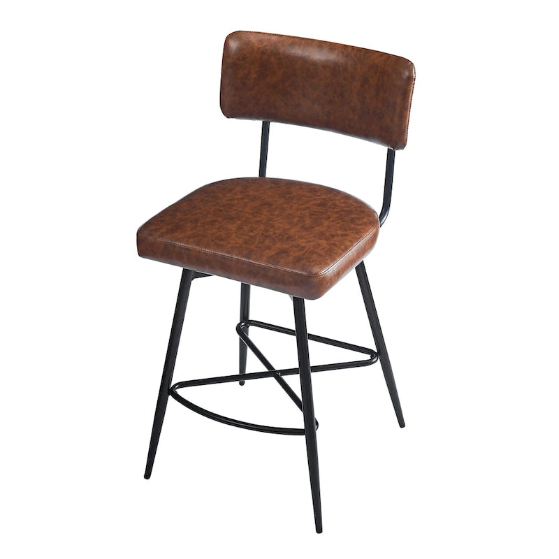 Tabourets de bar pivotants rétro Roomfitters 26, lot de 2, en similicuir avec assise rembourrée et structure en fer.