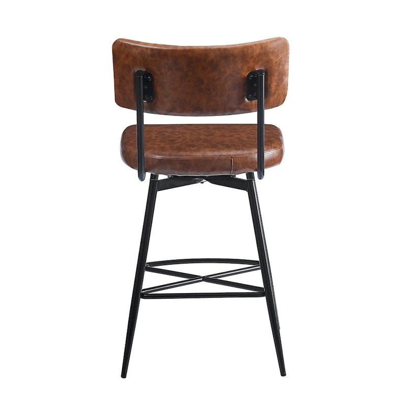 Tabourets de bar pivotants rétro Roomfitters 26, lot de 2, en similicuir avec assise rembourrée et structure en fer.