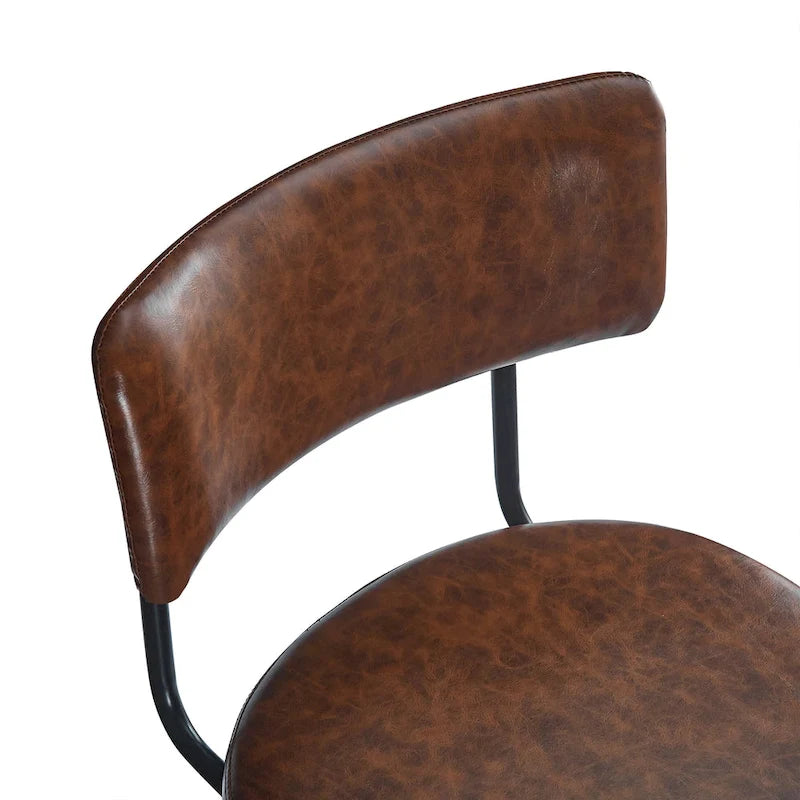 Tabourets de bar pivotants rétro Roomfitters 26, lot de 2, en similicuir avec assise rembourrée et structure en fer.