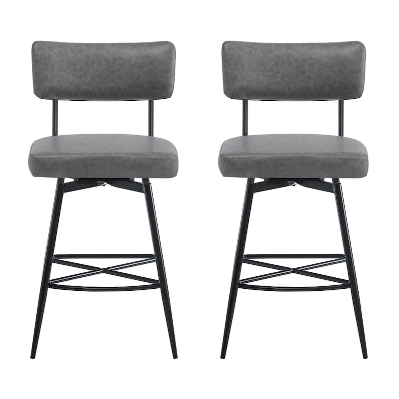 Tabourets de bar pivotants rétro Roomfitters 26, lot de 2, en similicuir avec assise rembourrée et structure en fer.