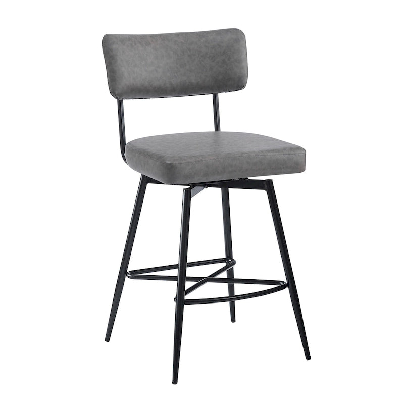Tabourets de bar pivotants rétro Roomfitters 26, lot de 2, en similicuir avec assise rembourrée et structure en fer.